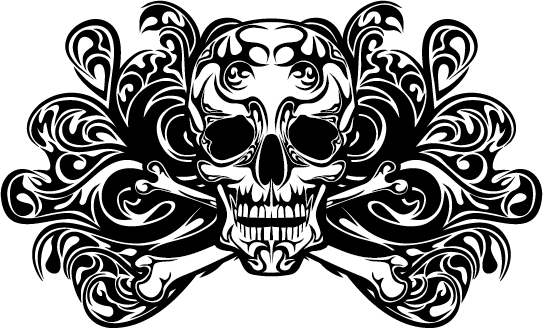 Skull tattoo ornament vector material