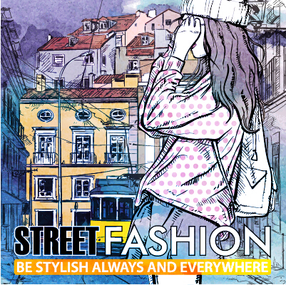 Street stylish everywhere hand drawing background vector 15