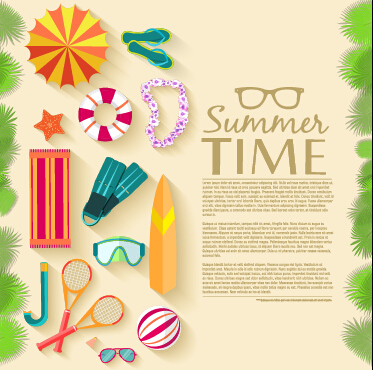 el elements set vector background 04 Summer travel elements set vector background 04