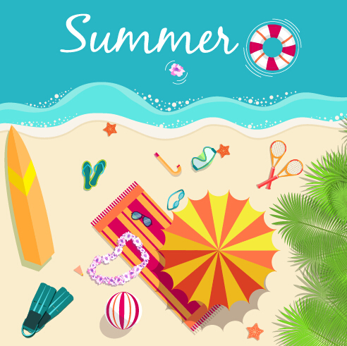 el elements set vector background 05 Summer travel elements set vector background 05