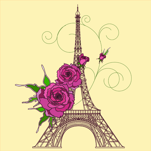 Vintage eiffel tower design background 01