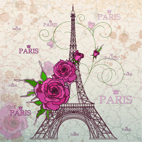 Vintage eiffel tower design background 02