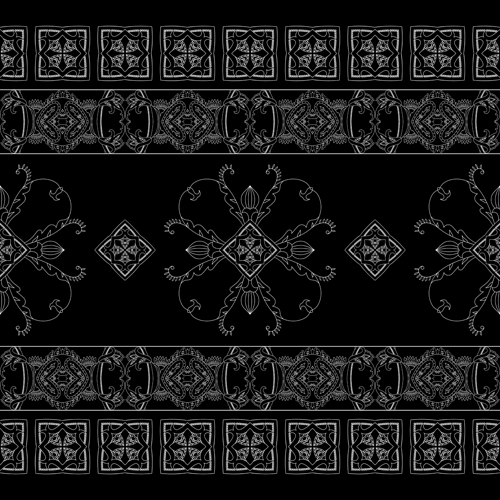 Vintage floral ornate with black background vector 03