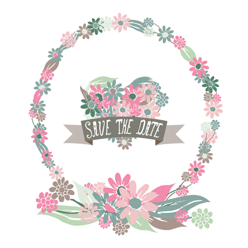 Vintage flower heart shaped and frames vector 06