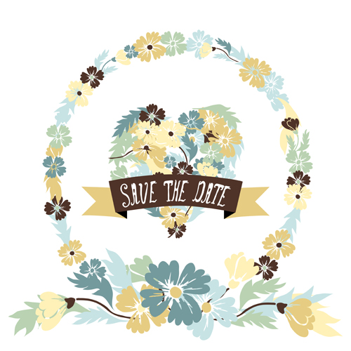 Vintage flower heart shaped and frames vector 07
