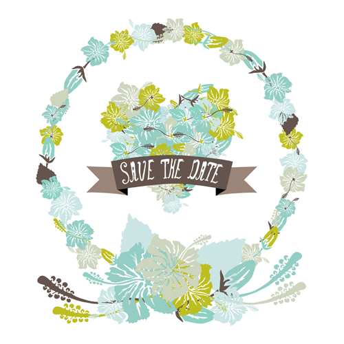 Vintage flower heart shaped and frames vector 09