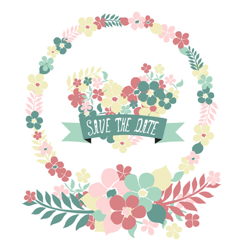 Vintage flower heart shaped and frames vector 10