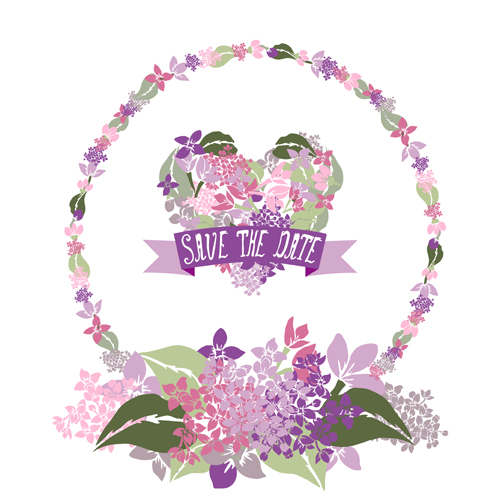 Vintage flower heart shaped and frames vector 15