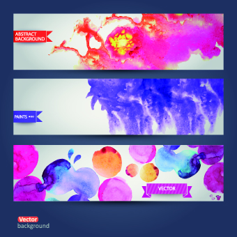 Abstract watercolor banner vector 02