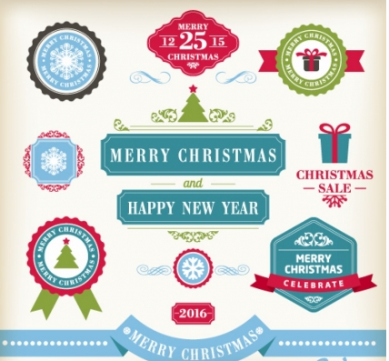 christmas stickers Free vector christmas stickers Free vector