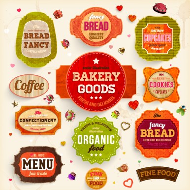 Various Food Label vector set 05