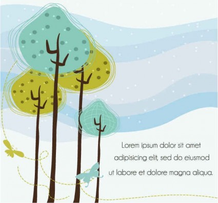 Hand drawn tree plants background vector Hand drawn tree plants background vector