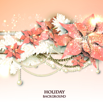 with Flowers pearls flowers background vector background 