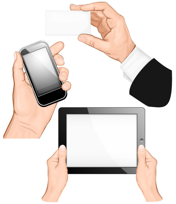 Various tablets smartphones multi-touch gestures 