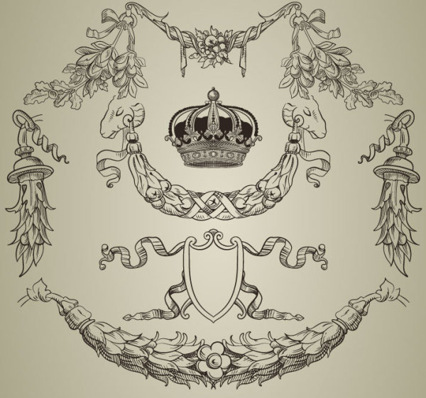 Elements of Retro Decoration Pattern Borders vector 02