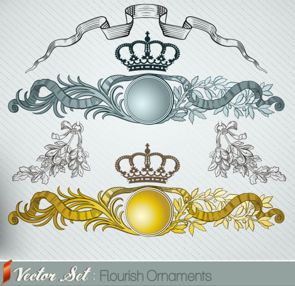 Elements of Retro Decoration Pattern Borders vector 03
