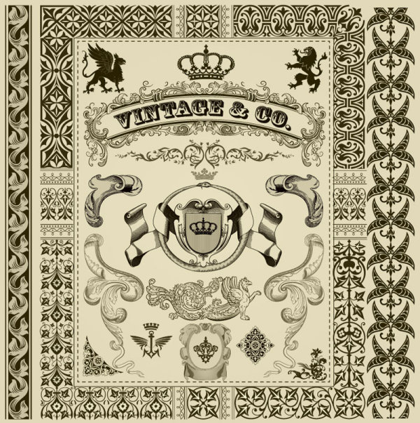 Elements of Retro Decoration Pattern Borders vector 04