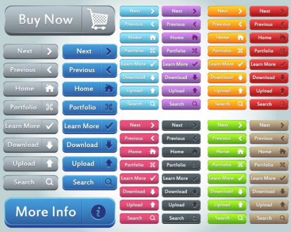 free Vector Website pushbutton set 01