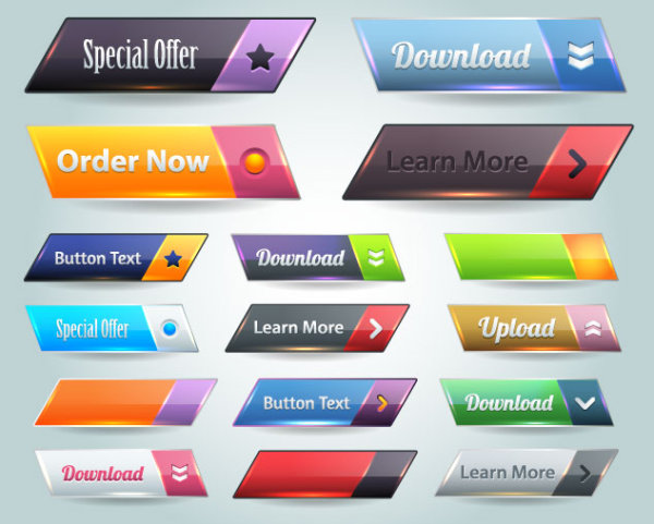 free Vector Website pushbutton set 02