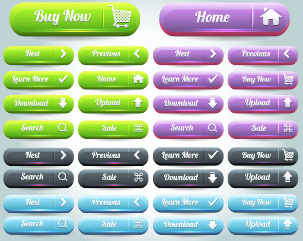 free Vector Website pushbutton set 03