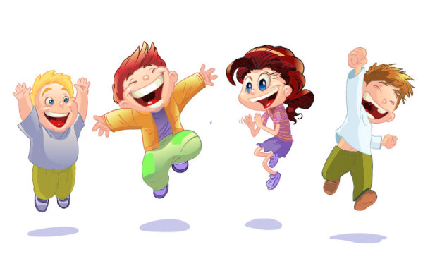 Set of Cute cartoon little Child vector 01