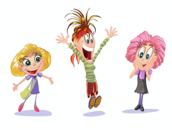 Set of Cute cartoon little Child vector 02