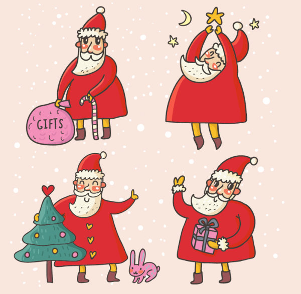 Cute Santa Claus cards design vector 02
