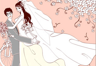 the bride South Korean material roses sweet marriage vector marriage groom flowers 