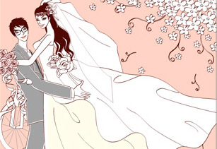 Sweet wedding set 90 vector
