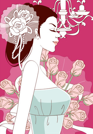 South Korean material rose marriage headwear chandelier sweet marriage vector bride 