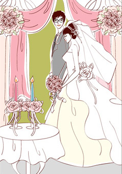 Sweet wedding set 88 vector