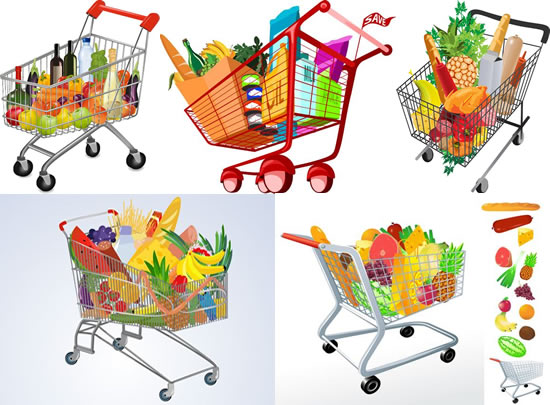 Supermarket shopping cart Vector
