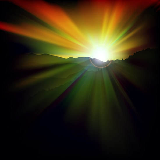 Beautiful sunset scenery vector 02