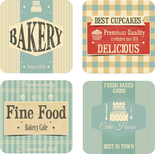 Bakery with cupcake vintage cards vector Bakery with cupcake vintage cards vector