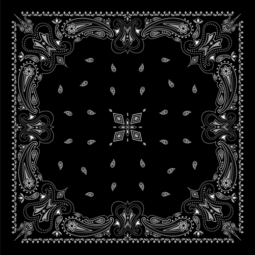 Black with white bandana patterns design vector 04