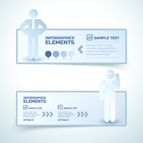 Business people and infographic elements banner