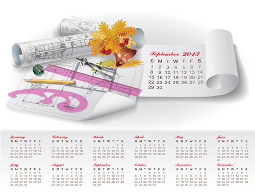Set of Creative Calendar 2013 design vector 13