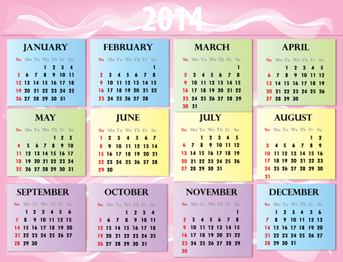 Calendar 2014 vector huge collection 101
