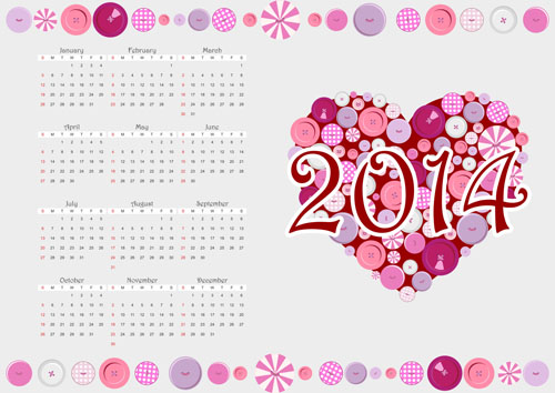 Calendar 2014 vector huge collection 103