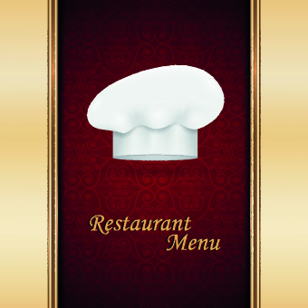 Chef hat and restaurant menu cover design vector 05