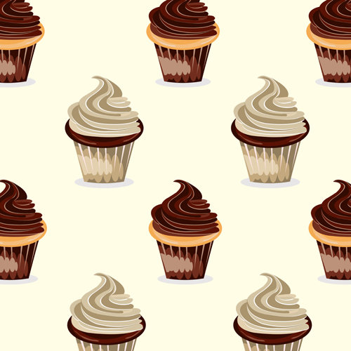 Chocolate cupcake seamless vector pattern Chocolate cupcake seamless vector pattern