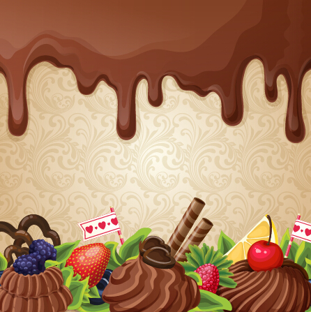 dessert sweets vector background 02 Chocolate with dessert sweets vector background 02
