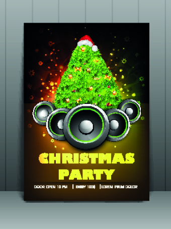 Christmas party flyer vector template 04