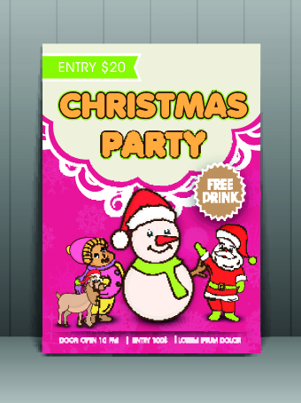 Christmas party flyer vector template 05