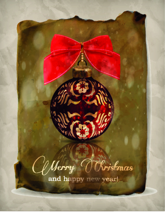 Vintage postcard Christmas and New Year elements vector 01