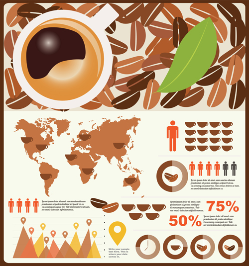Coffee infographics business template design vector 02