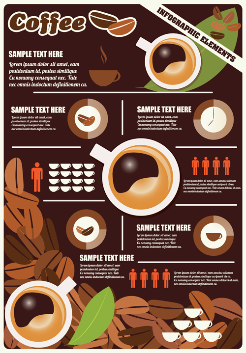 Coffee infographics business template design vector 06