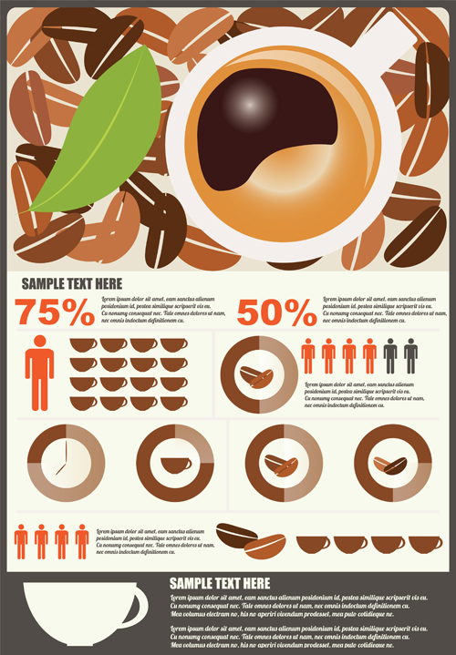 Coffee infographics business template design vector 07