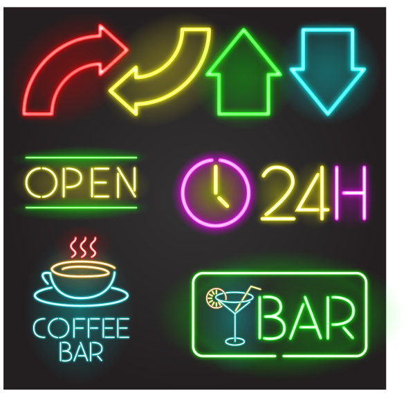 symbol restaurant logos light sticks colored 
