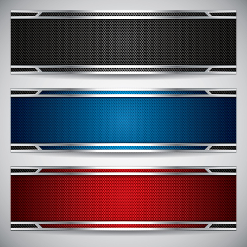 Colored metal banners vector design